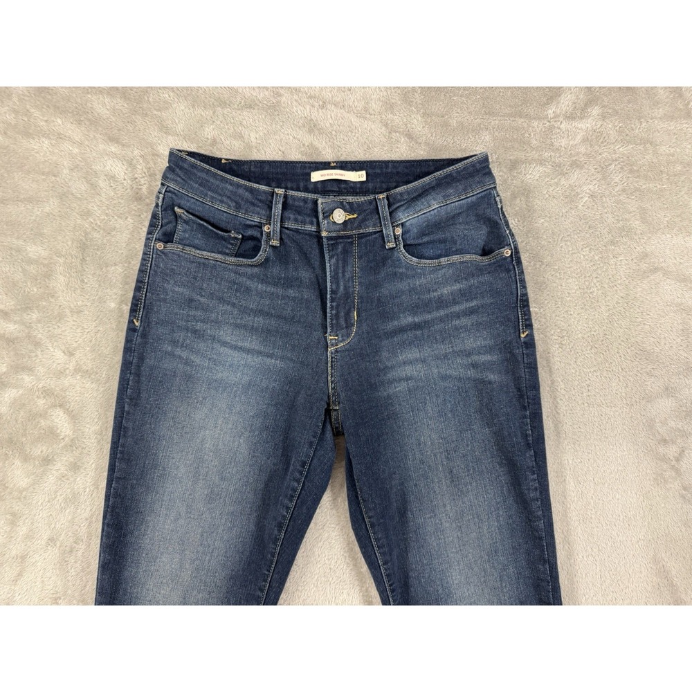 Levis Jeans Womens W30 L30 Skinny Comfort Stretch Whiskered Mid Rise Dark‎ Blue - Picture 7 of 16